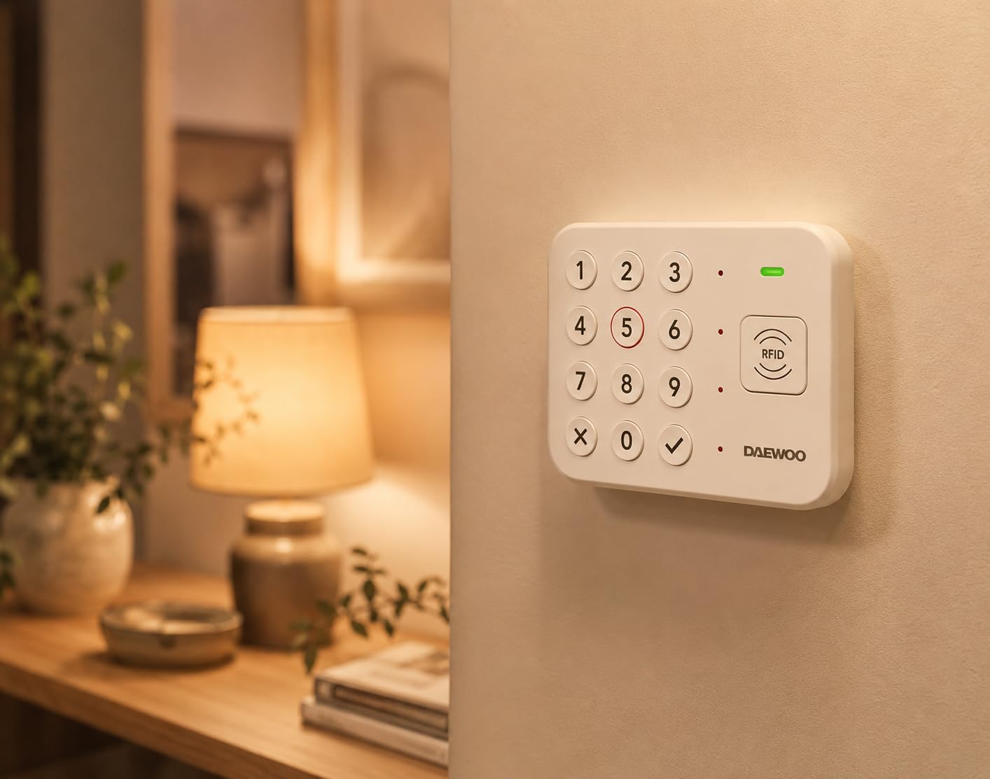 Alarme Maison Daewoo Vigilia VIG520+ – Kit Complet sans Abonnement – Sirene Solaire WOS305S – 4 Detecteurs Vibration – Camera Interieure – WiFi GSM 4G – App Daewoo Home Connect