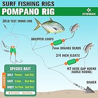 Vista 2 de Aparejos Pompano para Pesca de Surf en Agua Salada con Gancho de Doble Círculo y Espacio Amplio - Juego de 6 Accesorios de Pesca de Surf