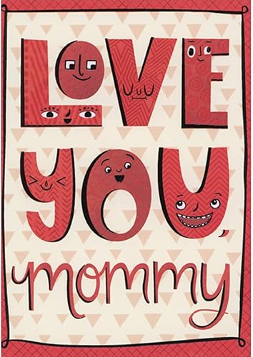 Designer Greetings Love You Mommy Letras con cara sonriente en beige juvenil para el día de San Valentín