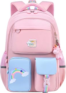Backpack for Girls,School Backpack for Girls, Cute Book Bag with Compartments for Teen Girl Kid Students Elementary Middle School, Kids' School Bag, Pink