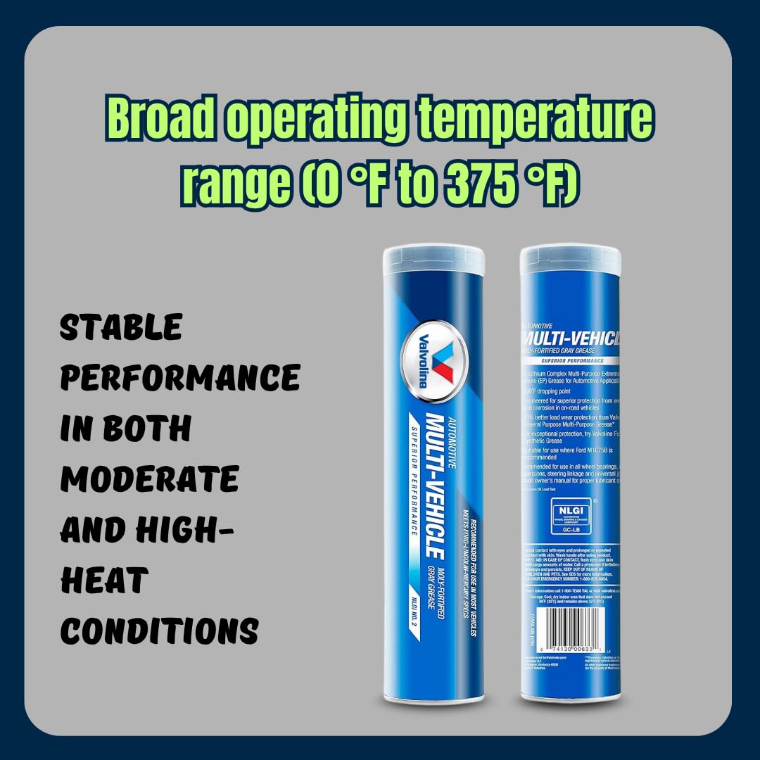 Multi-Purpose Moly Gray Lithium Grease – 8 Cartridges (112.8 oz / 3.2 kg / 3.34 L Total) | Heavy-Duty Bearing & Chassis Lubricant | Long-Lasting Metal Protection