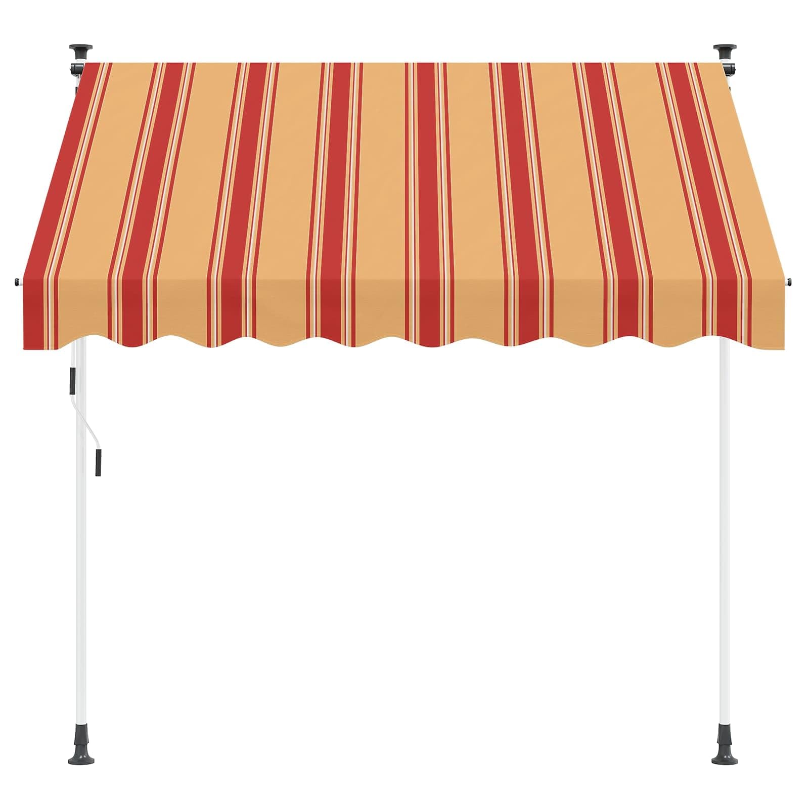 Ręcznie zwijana markiza wielokolorowa, 300 x 115 x 300 cm, poliester powlekany poliuretanem 180 g/m², korbka 125 cm, regulowana wysokość i kąt, ochrona przed słońcem, balkon, taras, do ogrodu