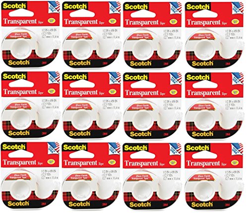 Scotch Transparent 144 Office Tape, 1/2