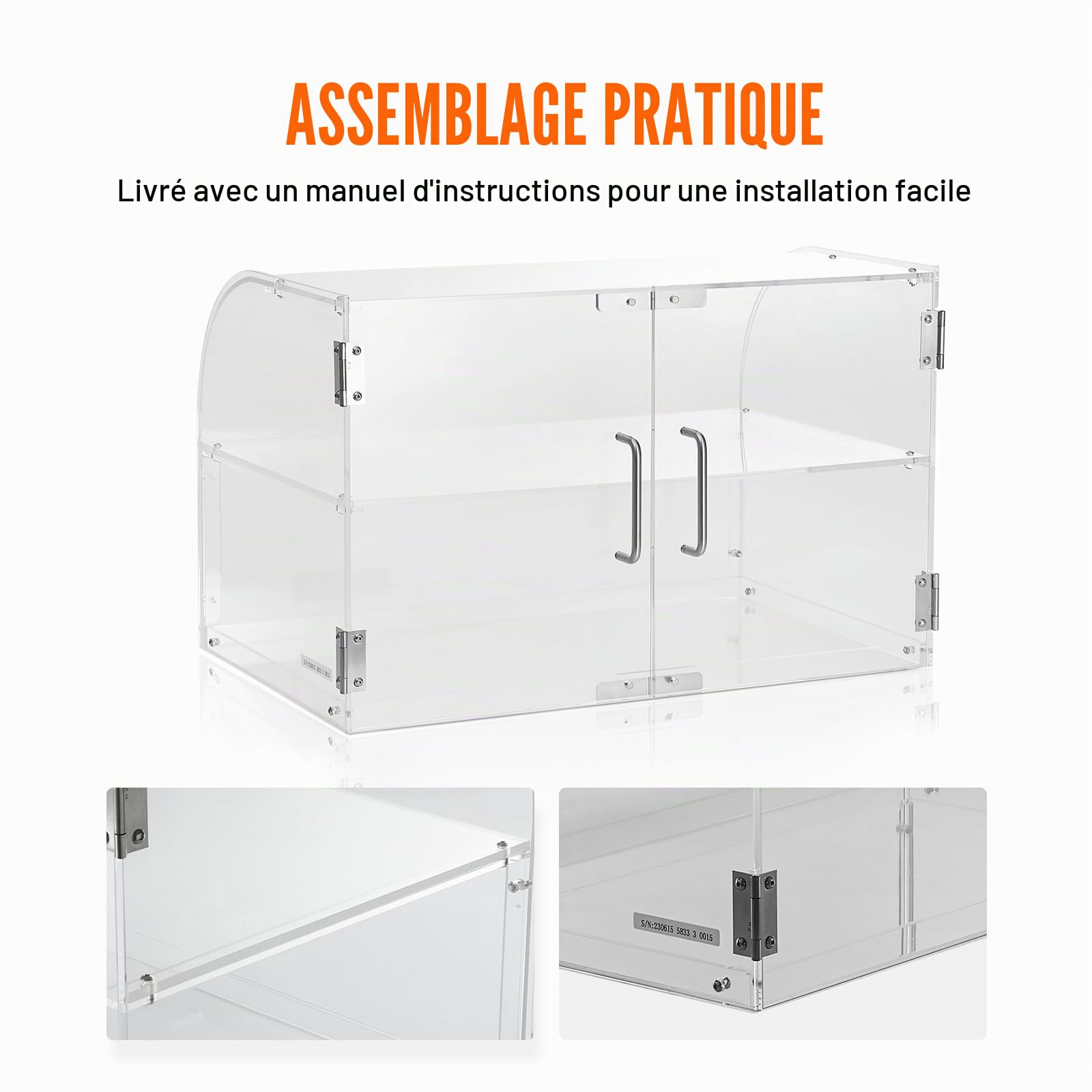 VEVOR Présentoir à Pâtisserie à 2 Niveaux Vitrine de Boulangerie Transparente en Acrylique Léger Étagère Présentation Pâtisserie pour Pain Viennoiserie Dessert Bonbons Bar Café Magasin Restaurant