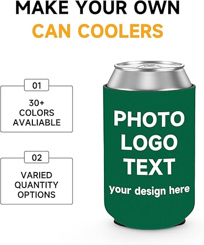 Miniatura 3 de Fundas para enfriadores de latas, 20 unidades, con aislamiento de neopreno, con logotipo de texto fotográfico personalizado, a granel para hombres,
