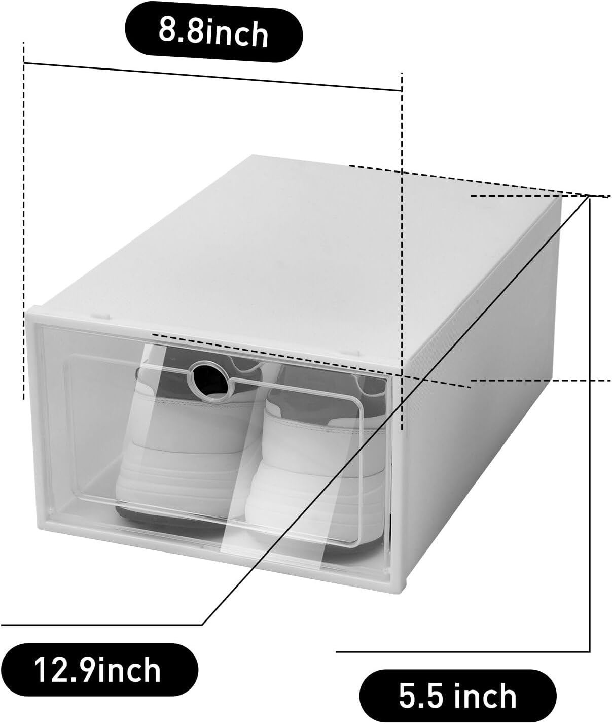 24Pcs Large Size Stackable Shoe Boxes, Space Saving Foldable Shoe Rack, Clear Plastic Sneaker Display Case, Shoe Container for Sneakers Leather Shoes Slippers