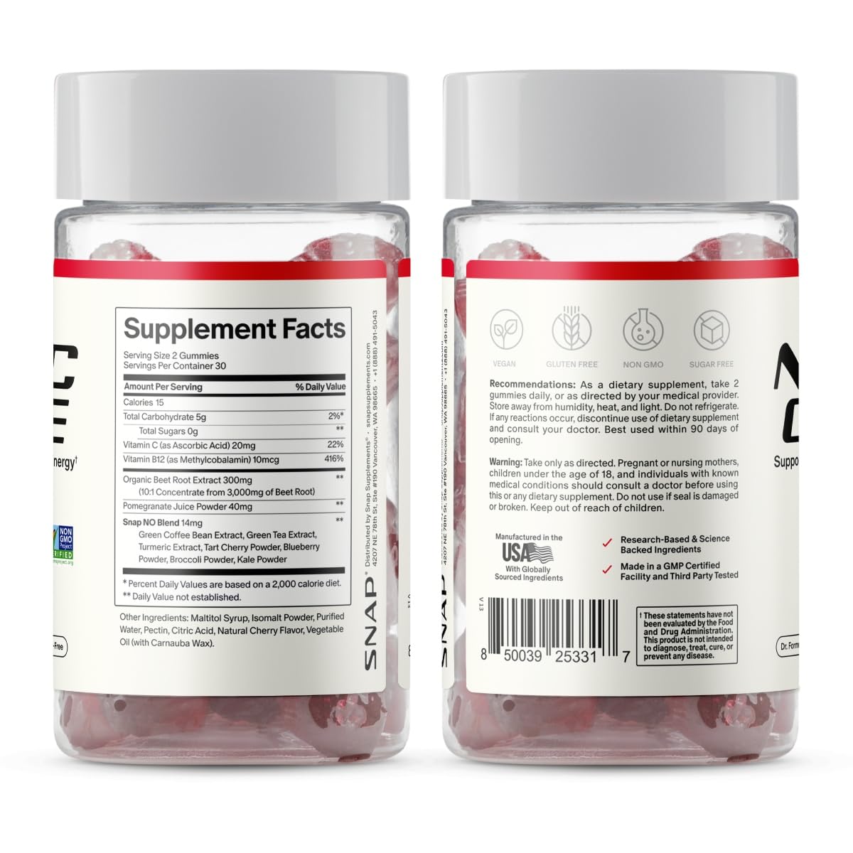 Snap Supplements Nitric Oxide Beet Root Supplement, 60 Cherry Beets Gummies — Amazon image 9