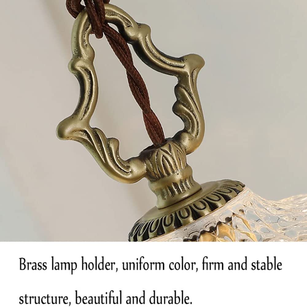 Żyrandol z oprawą świetlną, mosiężna lampa wisząca z kloszami z kryształowego szkła, sufitowa lampa wisząca do kuchni, wyspy, jadalni, domu w stylu rustykalnym