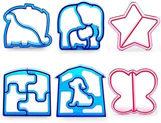 6 Pack Sandwich Cutters and Bread Crust Shape Remover for Kids, DesignerBox Animals Shapes Cake Sandwich Bread Mold Toast Mould Hand Tools DIY Sandwich Slicer Maker Kit - Colour Random (6 Pack-B)