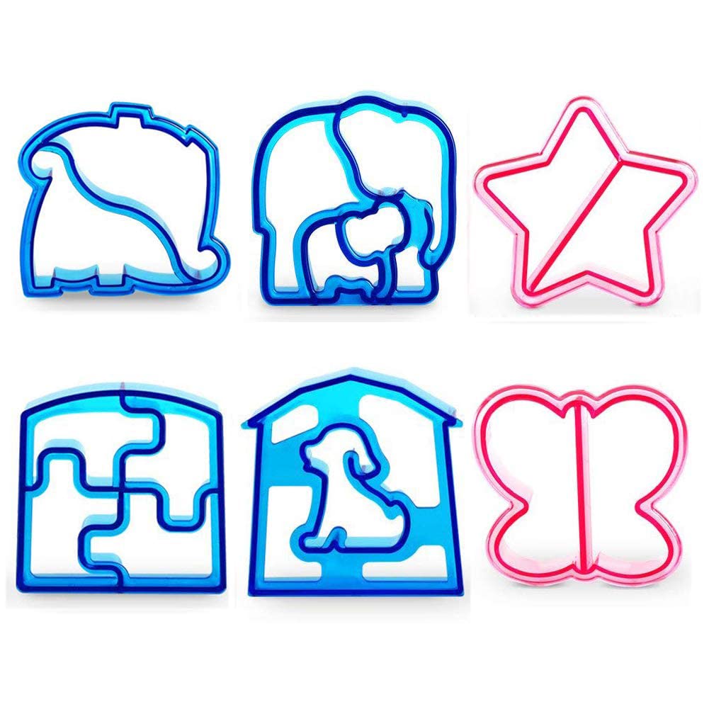 6 Pack Sandwich Cutters and Bread Crust Shape Remover for Kids, Messar Cute Animals Shapes Toast Mould DIY Sandwich Slicer Maker Kit for Children Bento Lunch Box Food Decor- Color Random (Style B)
