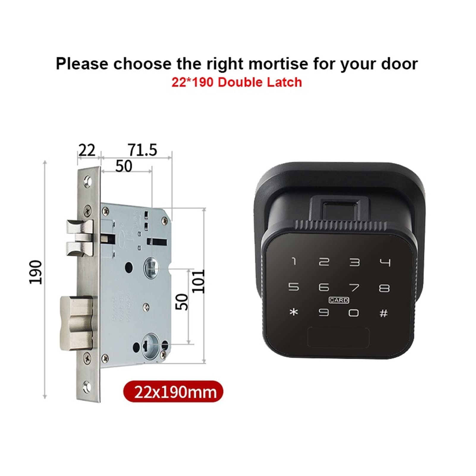 VChics Serratura intelligente per porte, Smart impronta digitale blocco for bluetooth sferico a legno interno elettronico ingresso senza chiave password(22 x190 Double Latch)