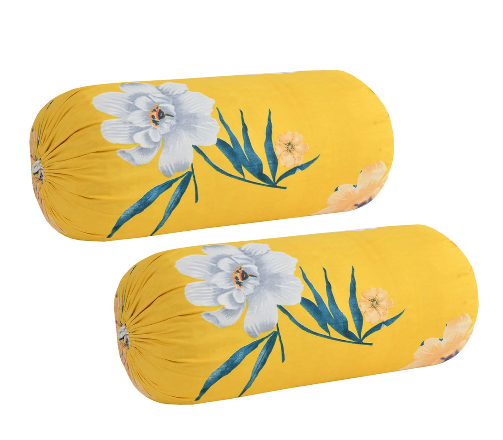 Cotton 3D Printed Bolster Covers, 16x32 Inches, Pack of 2 (Yellow)-image-23