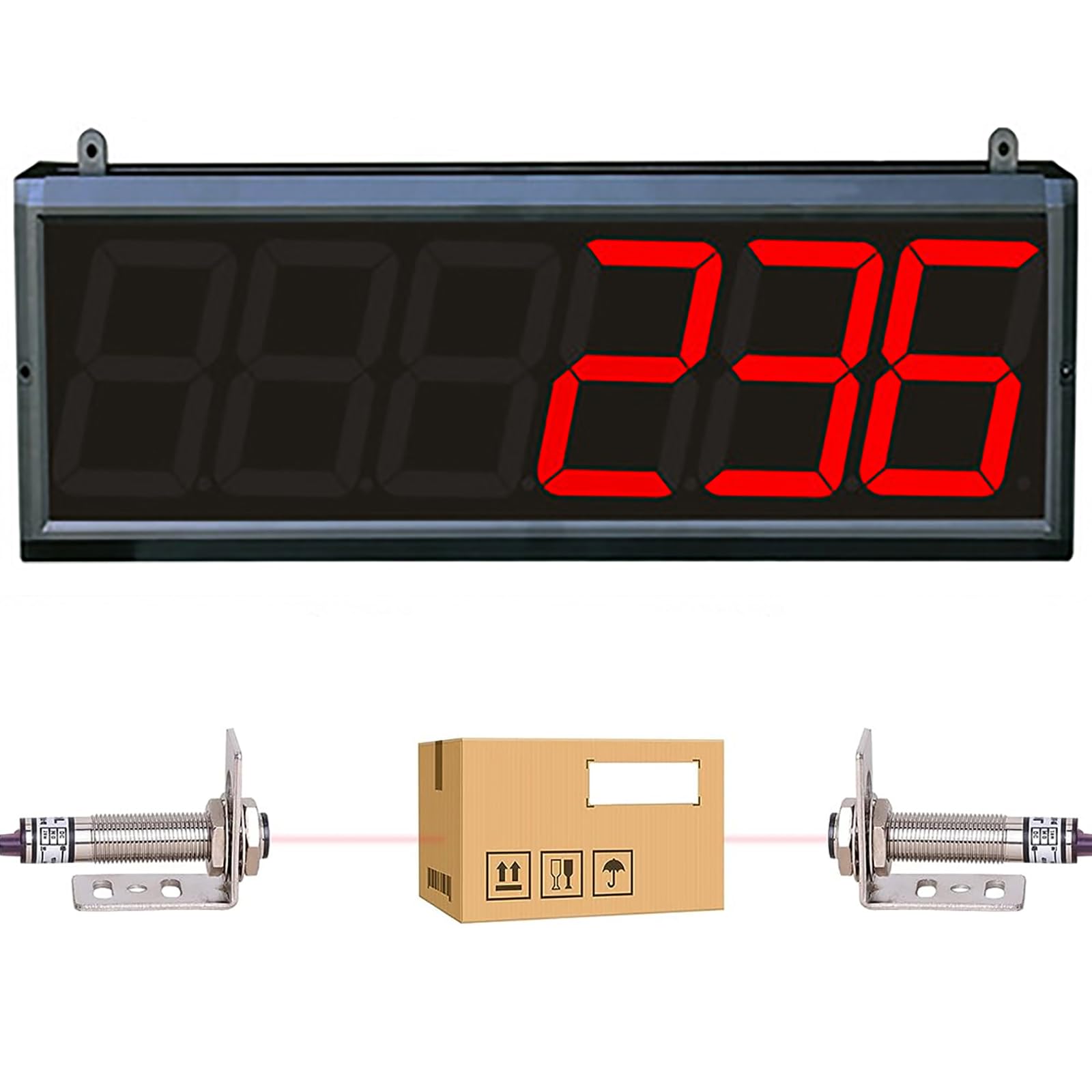 Compteur électronique à Affichage numérique, totalisateur numérique Automatique à Double sonde, Affichage LED à 6 Chiffres jusqu'à 999999, Distance de détection 0-20 M pour Bande transporteuse, lign