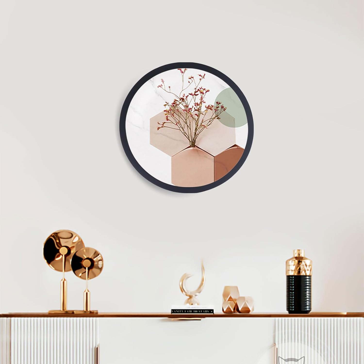 MHBXYZ Round Wall Photo Frame, 16 inch Black Picture Frame, Clear Transparent MDF Wood Wall Hanging Picture Frame for Office Home Restaurant Wall Decorations