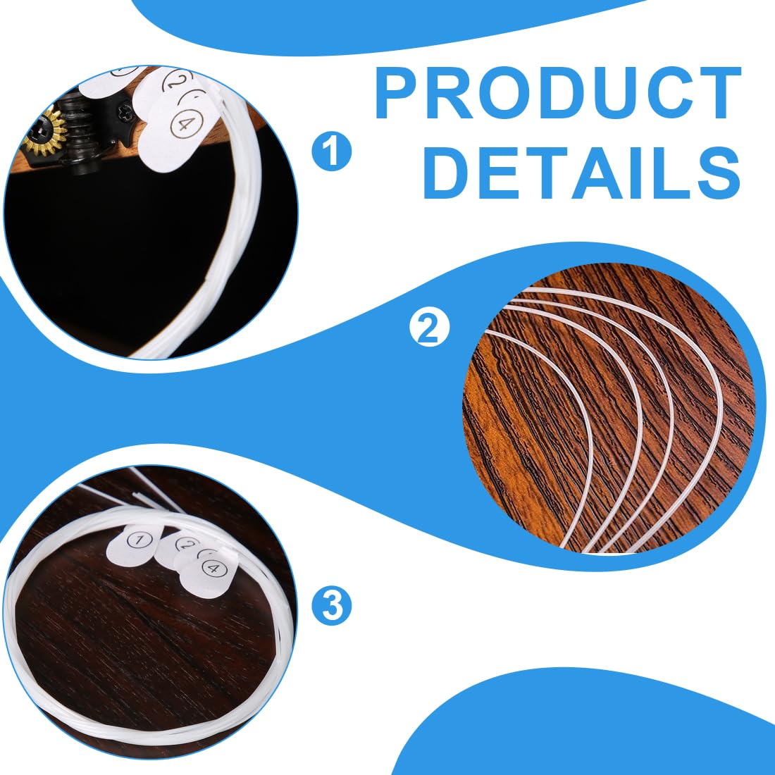 WeddHuis Corde per Ukulele in Nylon 4 Plettri Ukulele, Set di Corde per Ukulele Corde acustiche Accessori per Ukulele Corde in Nylon per Ukulele con Plettri