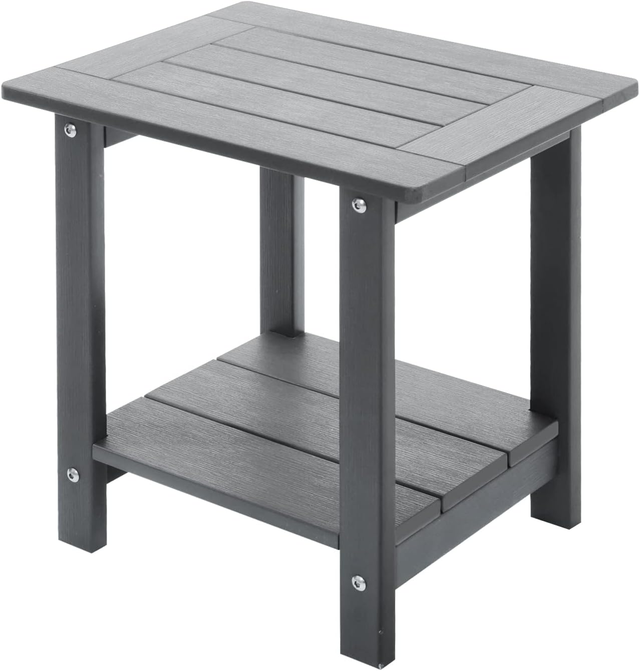 Double Adirondack Outdoor Side Table Weather Resistant, Outdoor Rectangular Patio End Table for Adirondack Chair, Grey