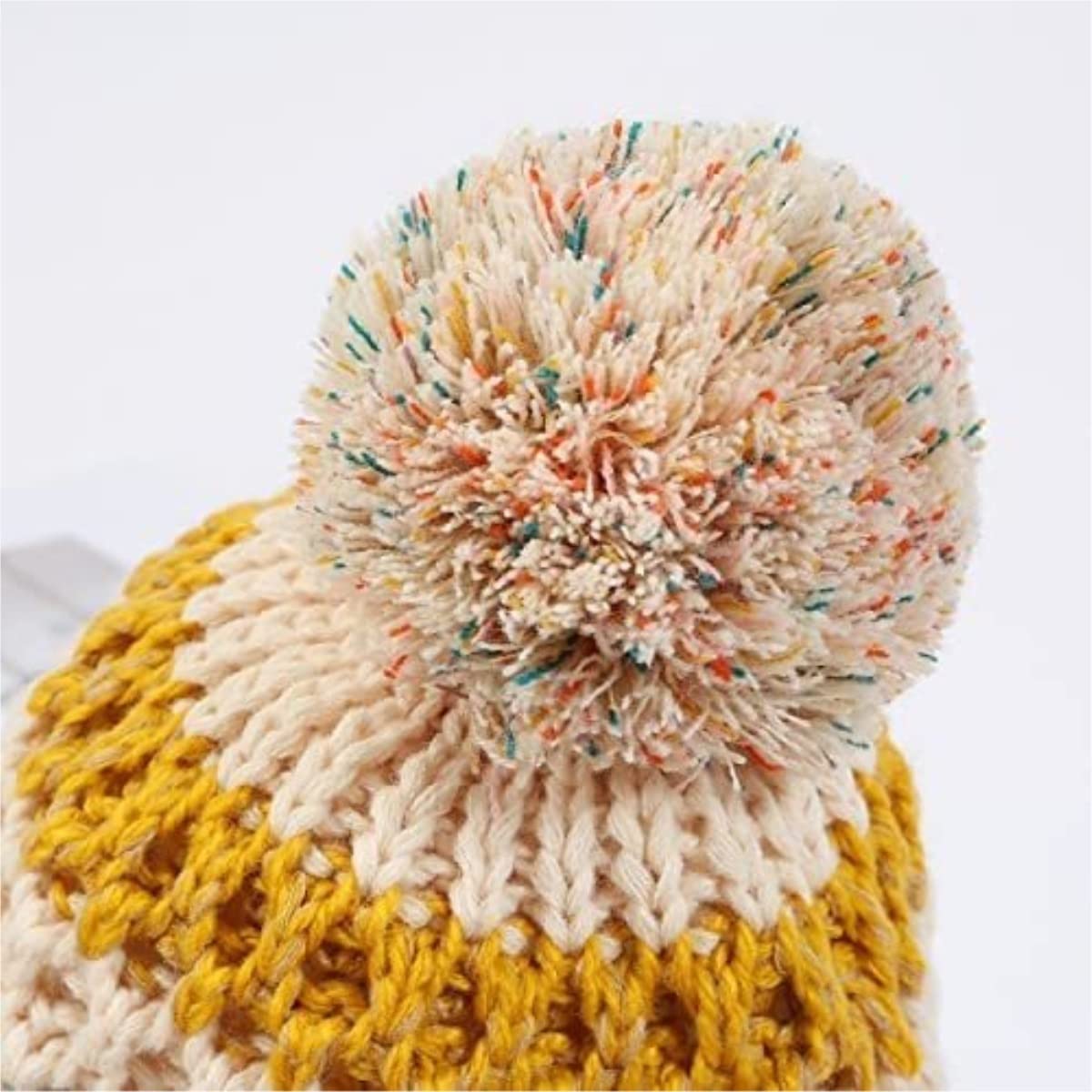 Czapka Beanie Czapka Zimowa Damska Ręcznie Robiona Czapka Grube Ciepłe Uszy Bomberka Damska Puszysty Pompon (Jeden Rozmiar)