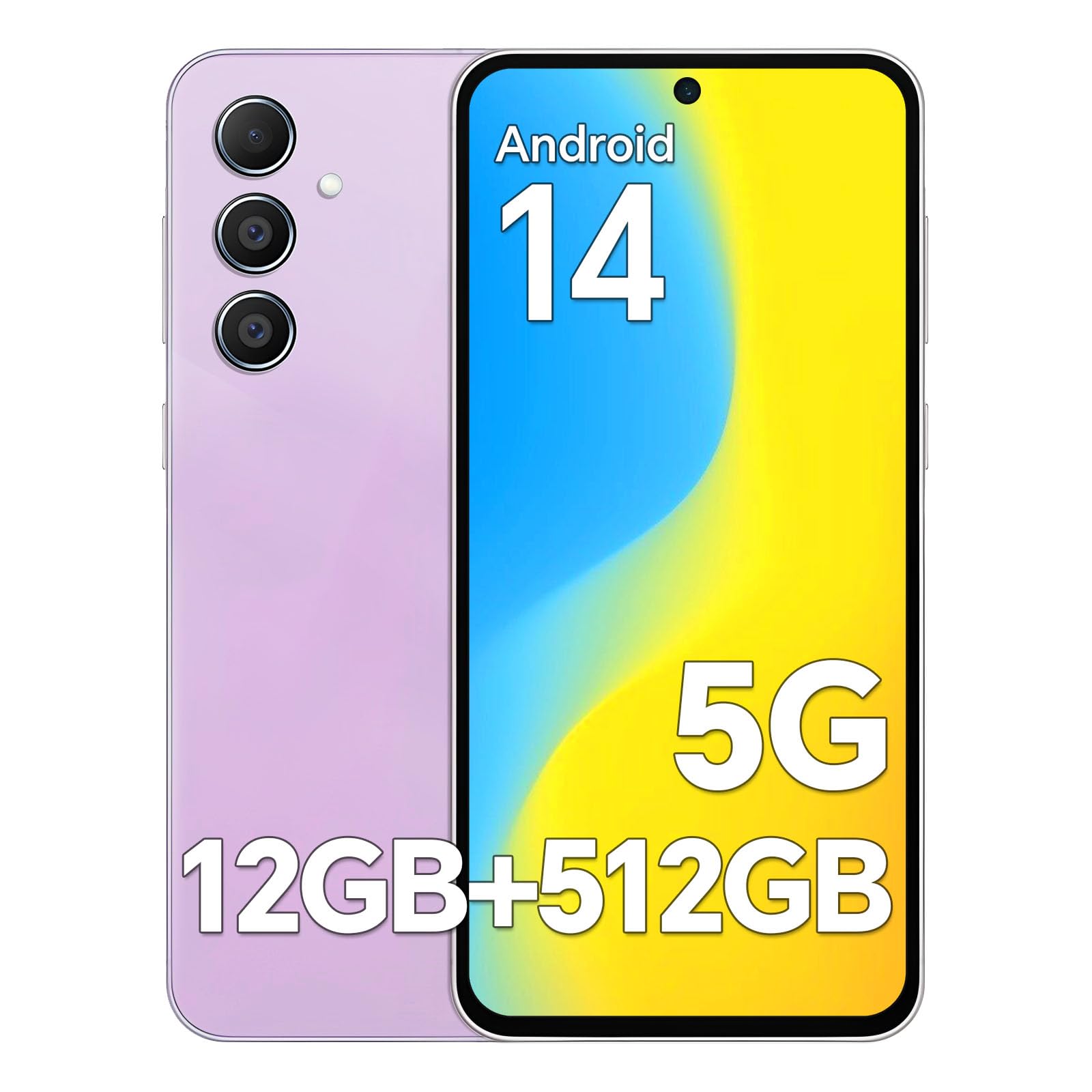 X55 Ultra Unlocked Phones, 12GB+512GB Cell Phone, 5000mAh Battery Smartphone, 6.8" Screen, Android 14.0, 48MP+108MP Camera, 5G, Face ID/Dual SIM/WiFi/Bluetooth,Pink