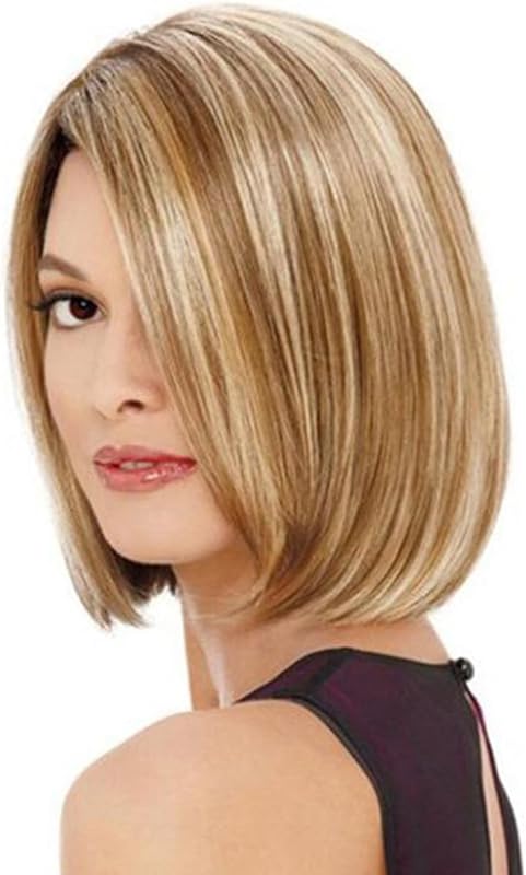 TWSOUL Szőke Bob Paróka Női Rövid Haj Lace Front Sötét Gyökerrel