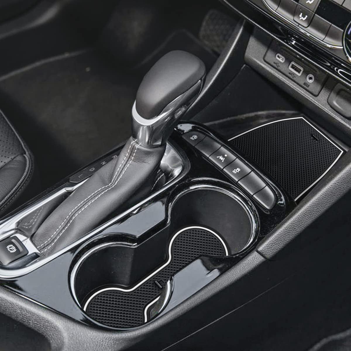 Auovo Anti Dust Cup Holder Insert Liners for Buick Encore GX Accessories 2020 2021 2022 2023 2024 Custom Fit Door Pocket Center Console Interior Mats 16pcs (White Trim)