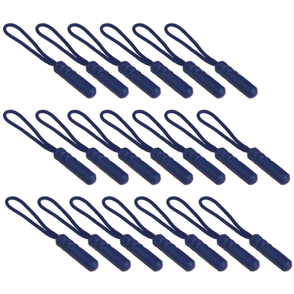EXCEART 20pcs Zipper Pull Tabs Replacement Zip Fixers Zipper Repair Pulls for Clothes Suitcase Backpack DIY Craft Navy Blue
