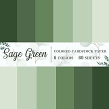 60 Sheet 8.5 x 11 Inch Sage Green Thick Paper Card Stock 6 Gradient Green Colors Cards Colored Scrapbook Paper for Prints DIY Arts Crafts Making School Office Home Supplies, 92lb