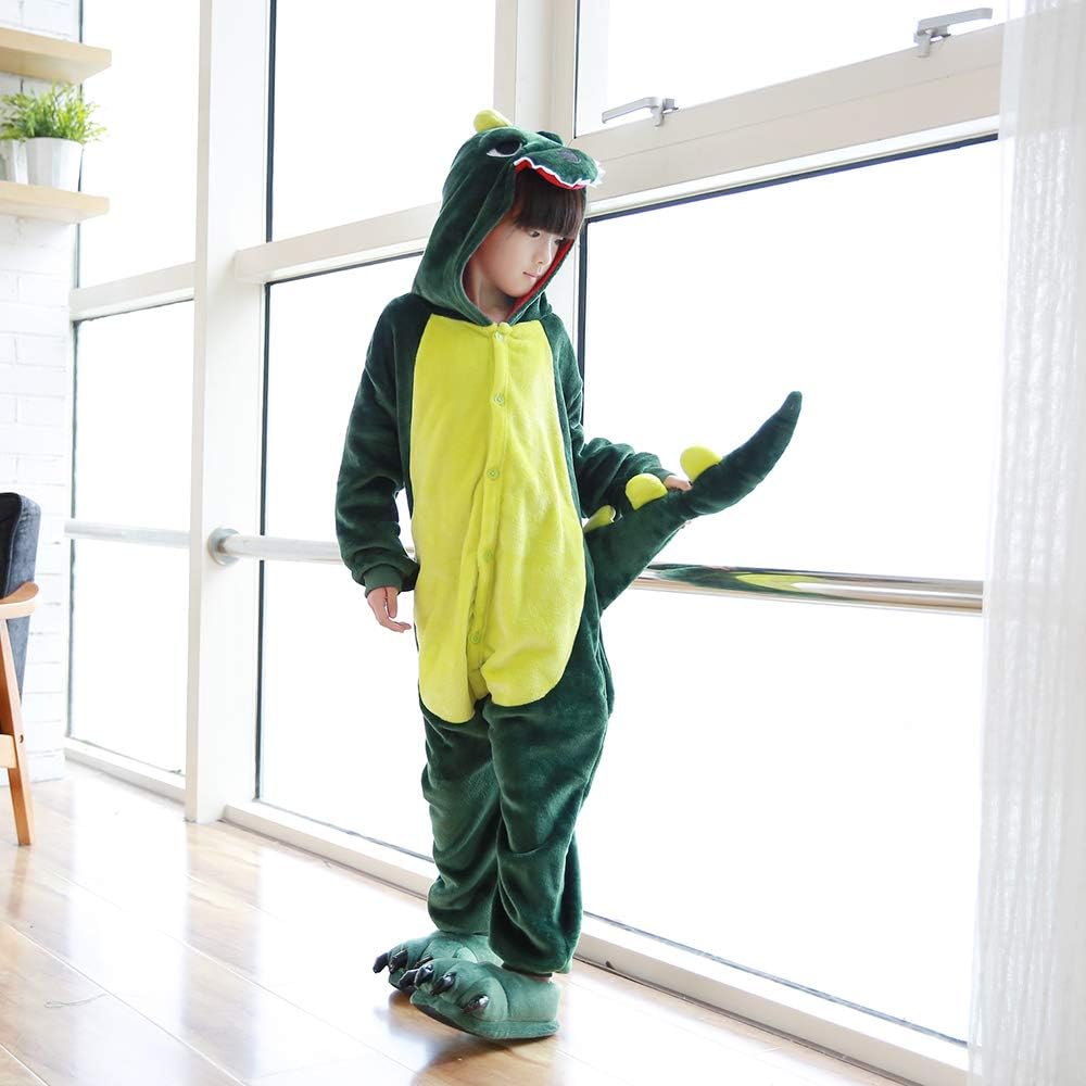 Fanhong Kids Dinosaur Onesie Pajamas Halloween Costume Child Christmas Cosplay Pyjama Plush Fleece Sleepwear - Image 5