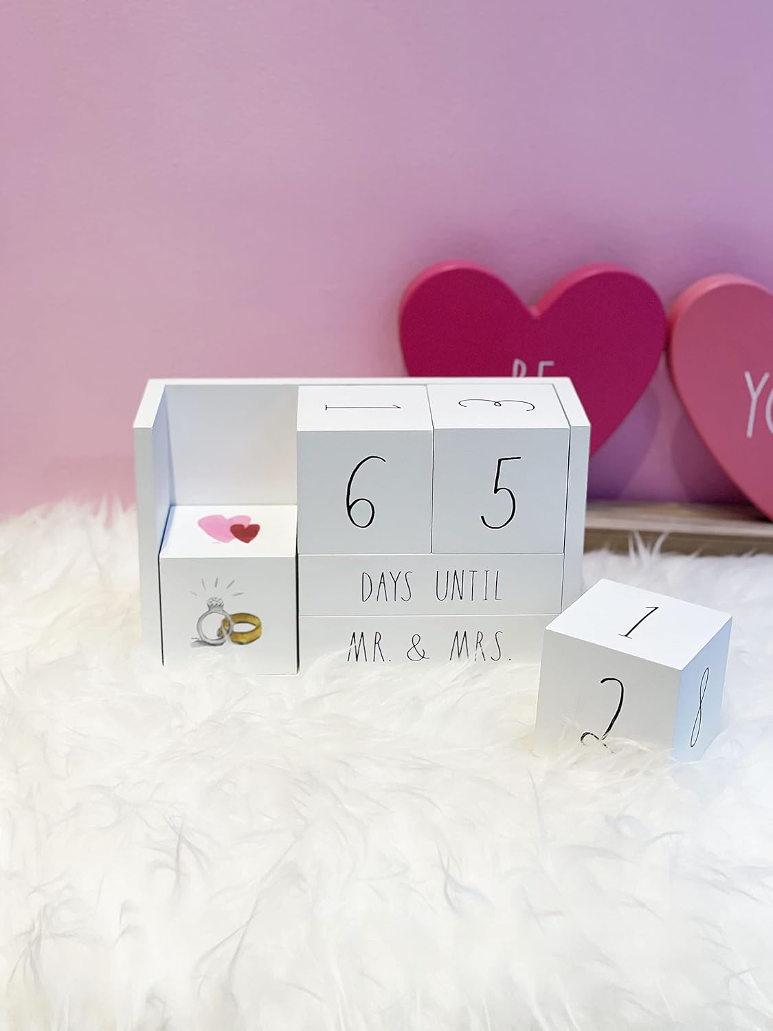 Rae Dunn Countdown Calendar - 9 Piece Wedding Countdown Block Set for Recently Engaged Women and Men - Engagement Gift for Couples, Bride to Be Gifts for Her - Count Down Birthday, Anniversary