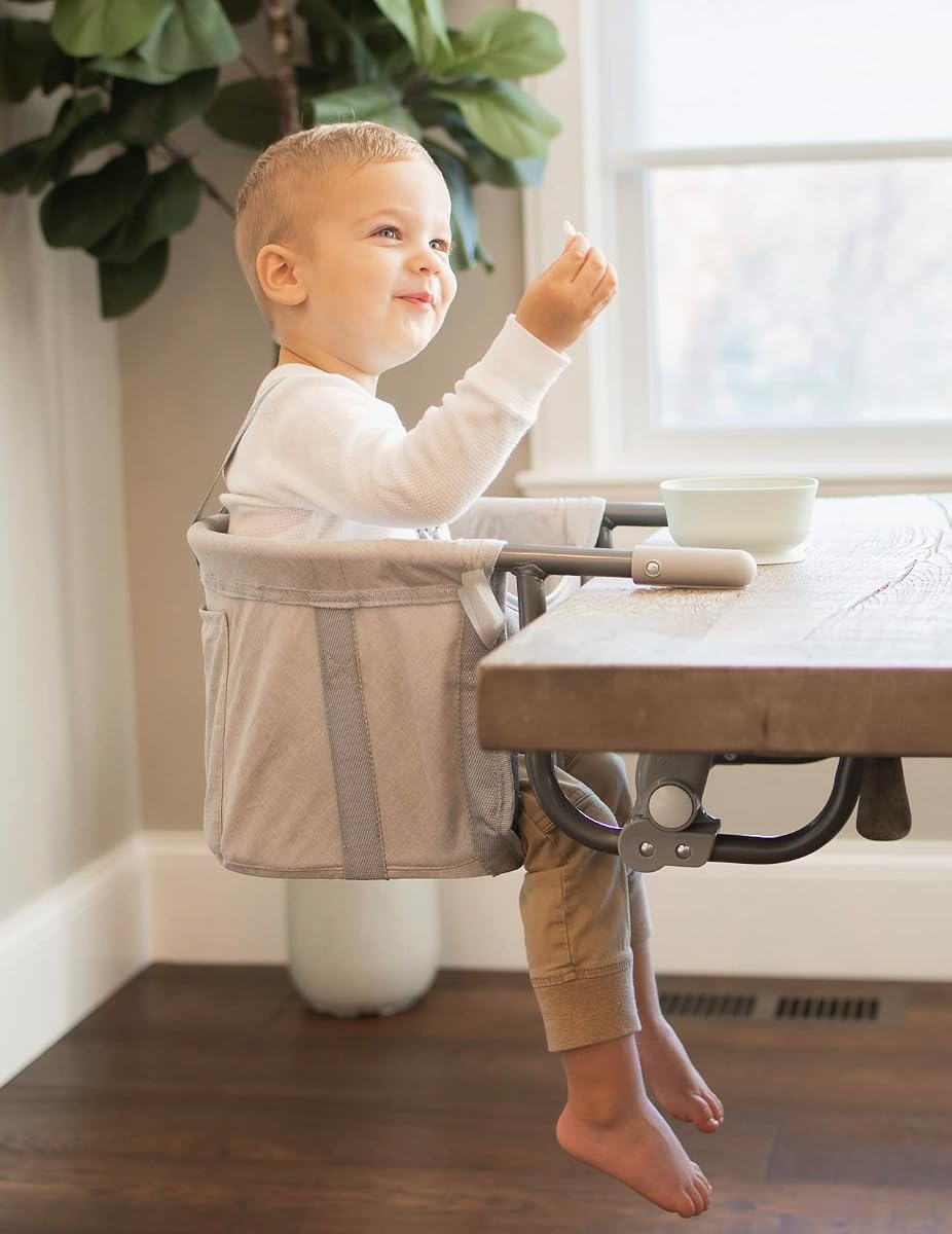 Easy Dinner Hook-On High Chair, Portable Clip-On Baby High Chair for Table, Foldable Travel High Chair with Storage Pocket, Rubber Grips to Protect Surfaces
