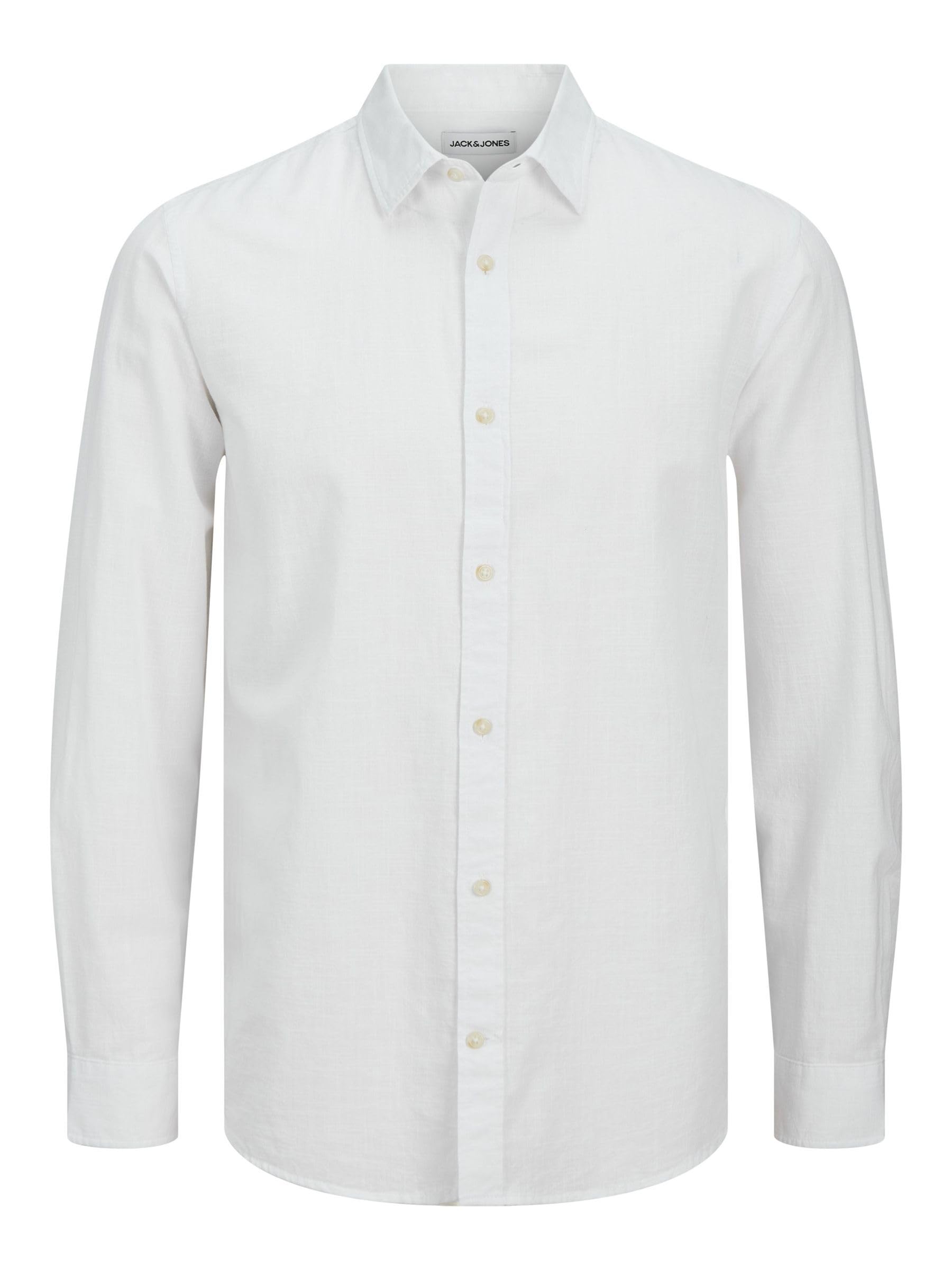 JACK & JONES Jjesummer Ls Sn Shirt, White, 3XL