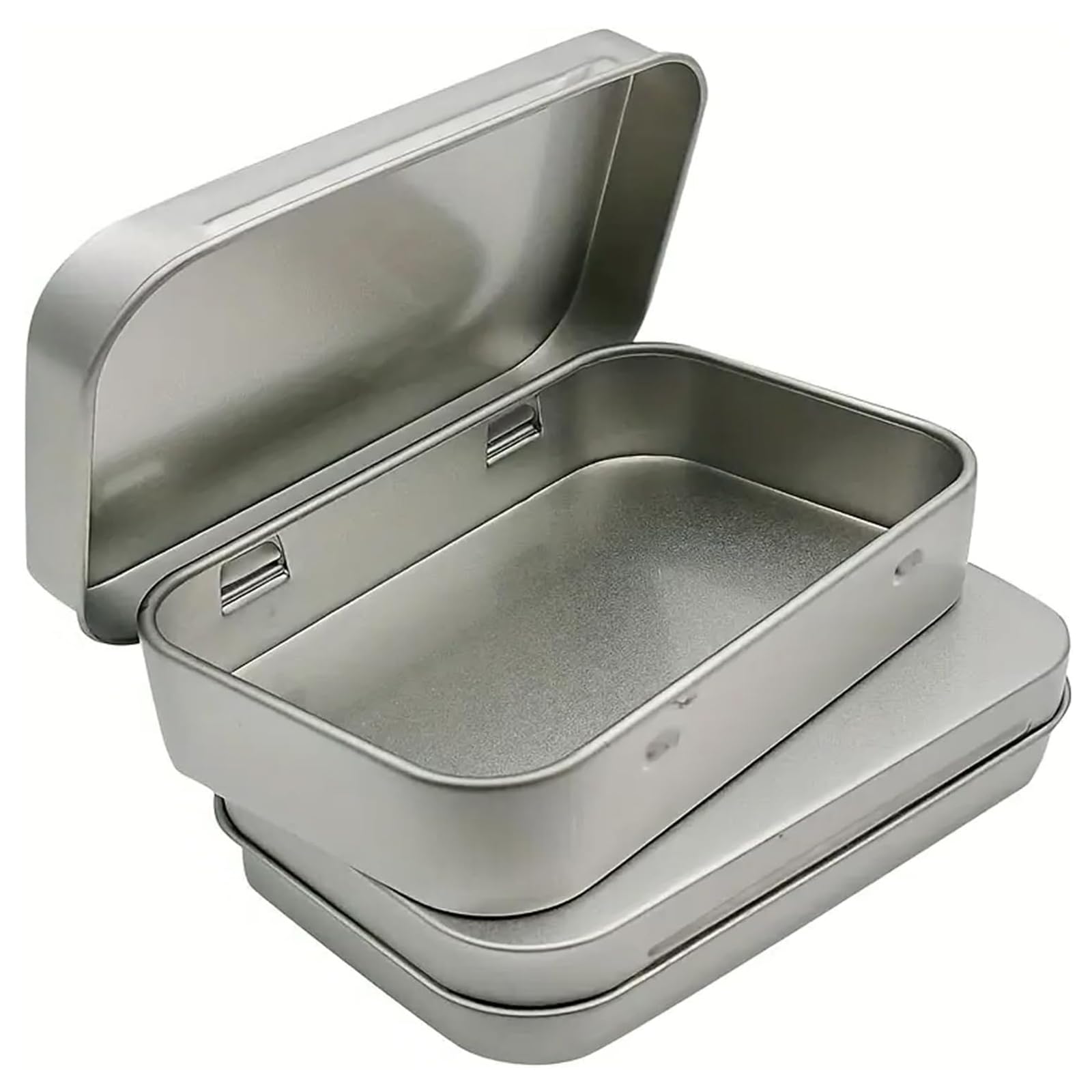 CUEYU 2 PCS Rectangular Small Tin Box, Metal Rectangular Empty Hinged Tins Tin Containers with Hinged Lid, Storage for Candies, Jewelry, and More for Men and Women