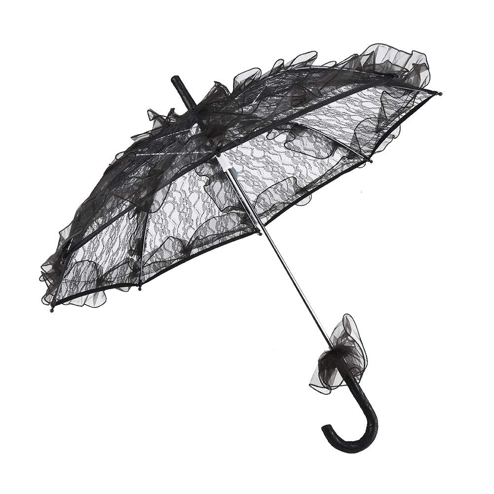 Dentelle parapluie de mariage noir pour décoration de fête et dame