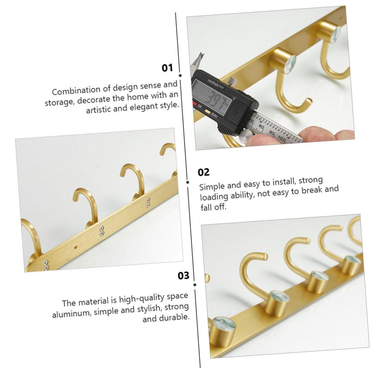 ULTECHNOVO Gancho de Pared para Ropa y Sombreros Blanco 5 Ganchos
