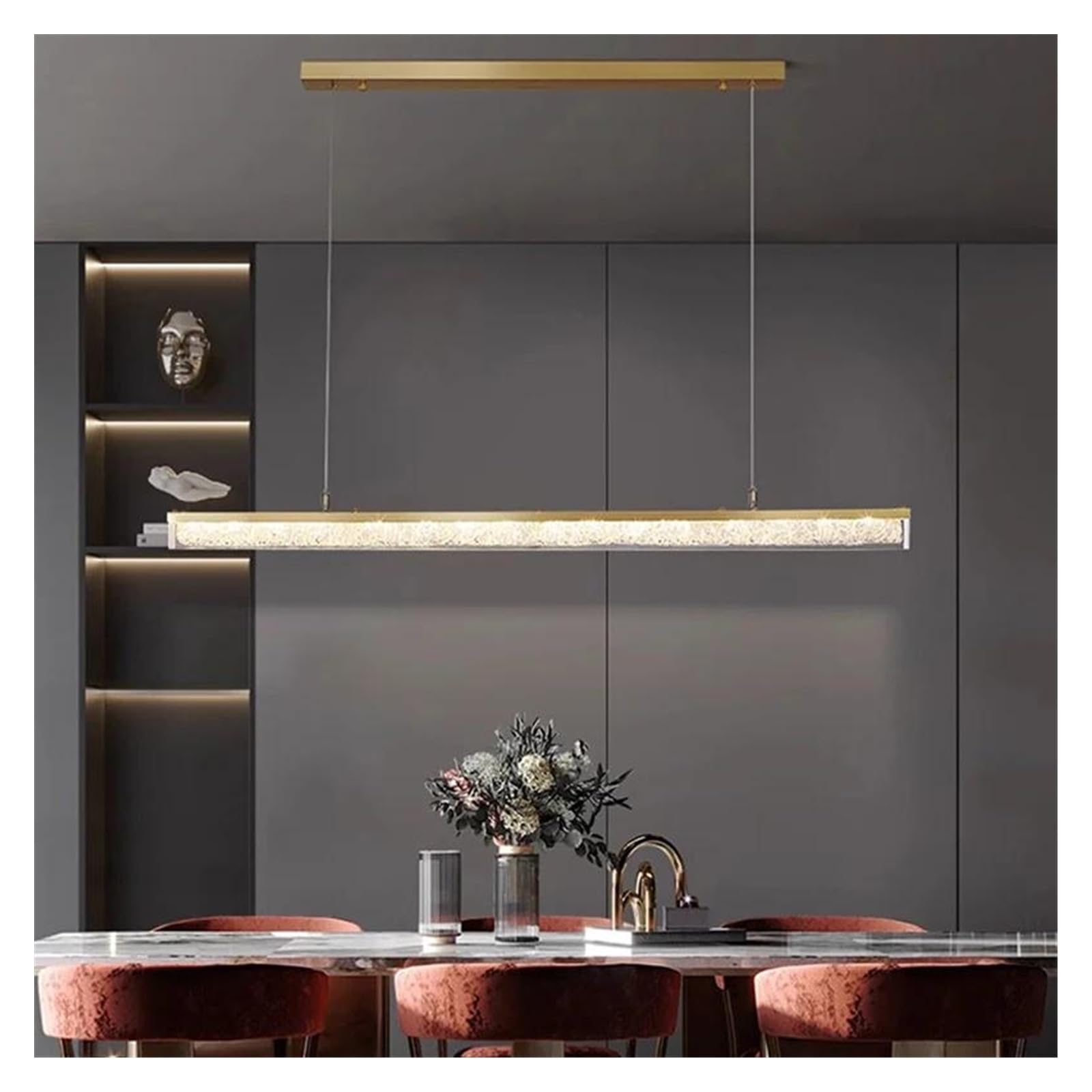 Genérico Lámparas de araña, Lámpara colgante LED moderna de lujo for sala estar, dormitorio y comedor con diseño brillo dorado pálido(120cm)