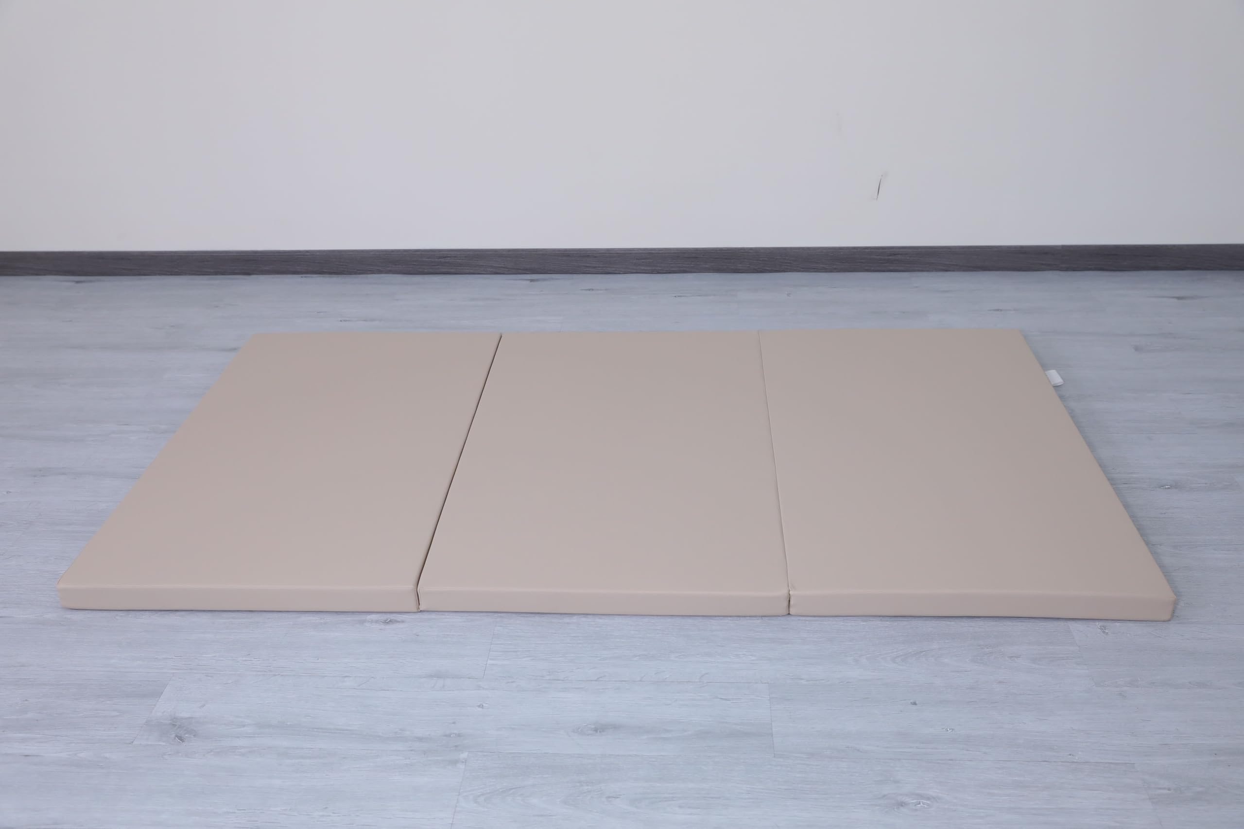 Tapis de gymnastique pliable en 3 parties - 180 x 100 x 5 cm - Beige