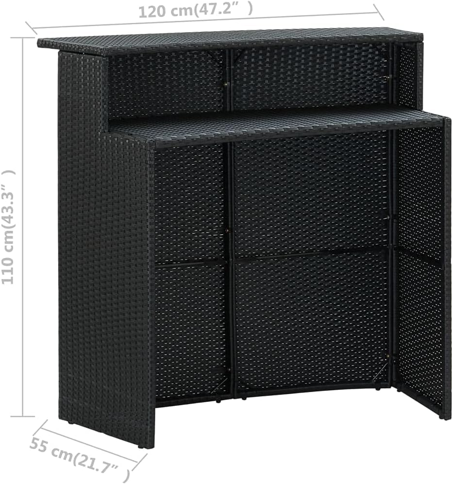 3 Piece Patio Bar Set with Cushions,Balcony Bar,Party Furniture,Comfortable Casual Furniture,Suitable for Balcony, Deck, Backyard, Patio, Garden, Poolside, etc. Black