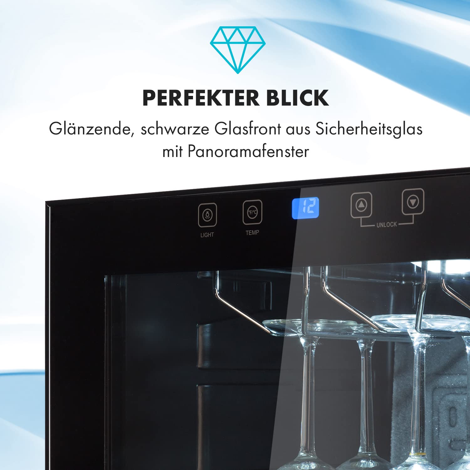 Klarstein Weinkühlschrank 54 Flaschen 1 Zone Glastür UV-Schutz 4-18°C Freistehend