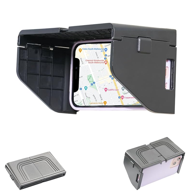 Para-sol dobrável antirreflexo TFY para celular e controle remoto, em policarbonato (PC), preto