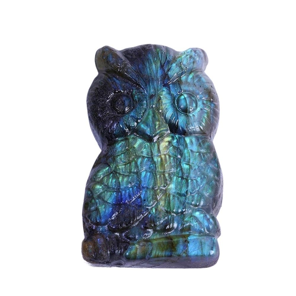 HUFFA Labradorite Carving Blue Moonstone Raw Stone Polished Crystal Decorative Ornament