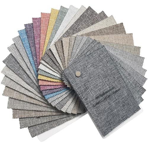 Macochico Full Blackout Light Color Natural Linen Texture Fabrics, Yarn-Dye-Linen Fabric Samples for Custom Curtains