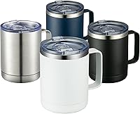 Vista 111 de MEWAY 12oz Coffee Mug With Handle 8 Pack Bulk,Stainless Steel Insulated Travel Tumblers With Sliding Lid,Double Wall Vacuum Camping Cup for Hot &