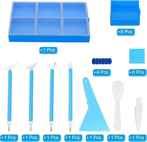 Miniatura 3 de PATIKIL Bandeja pintada con diamantes, 26 piezas de accesorios pintados con diamantes, bandejas grandes de arte de diamantes, bandeja de