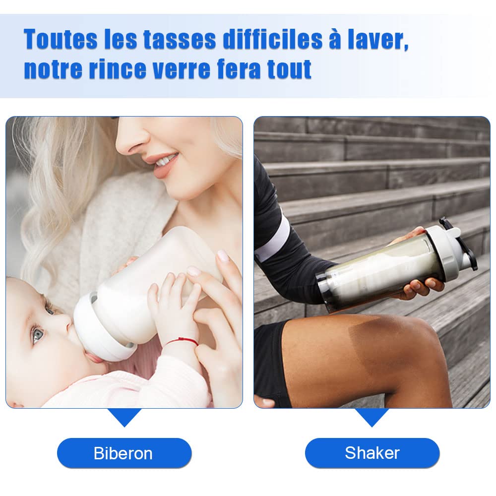 Rince Verre Evier, Lave Verre Evier, Pour un Nettoyage Rapide des Verres, tasses à café, Biberons et verres à vin, Accessoires D'évier de Cuisine de Qualité Pour les Bars, Maisons et Restaurants.