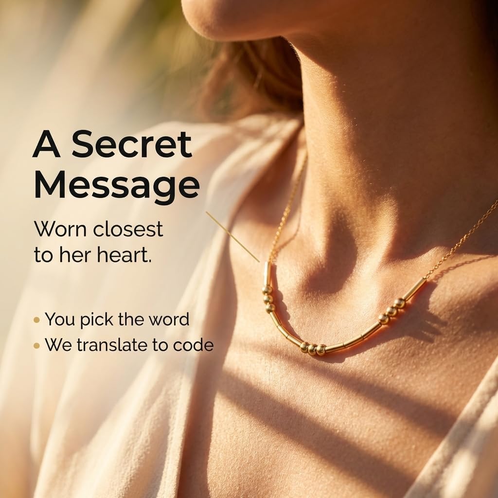 Personalized Morse Code Name Necklaces for Women | 925 Sterling Silver Hidden Secret Message | Mama Necklace for Women | Morse Code Jewelry