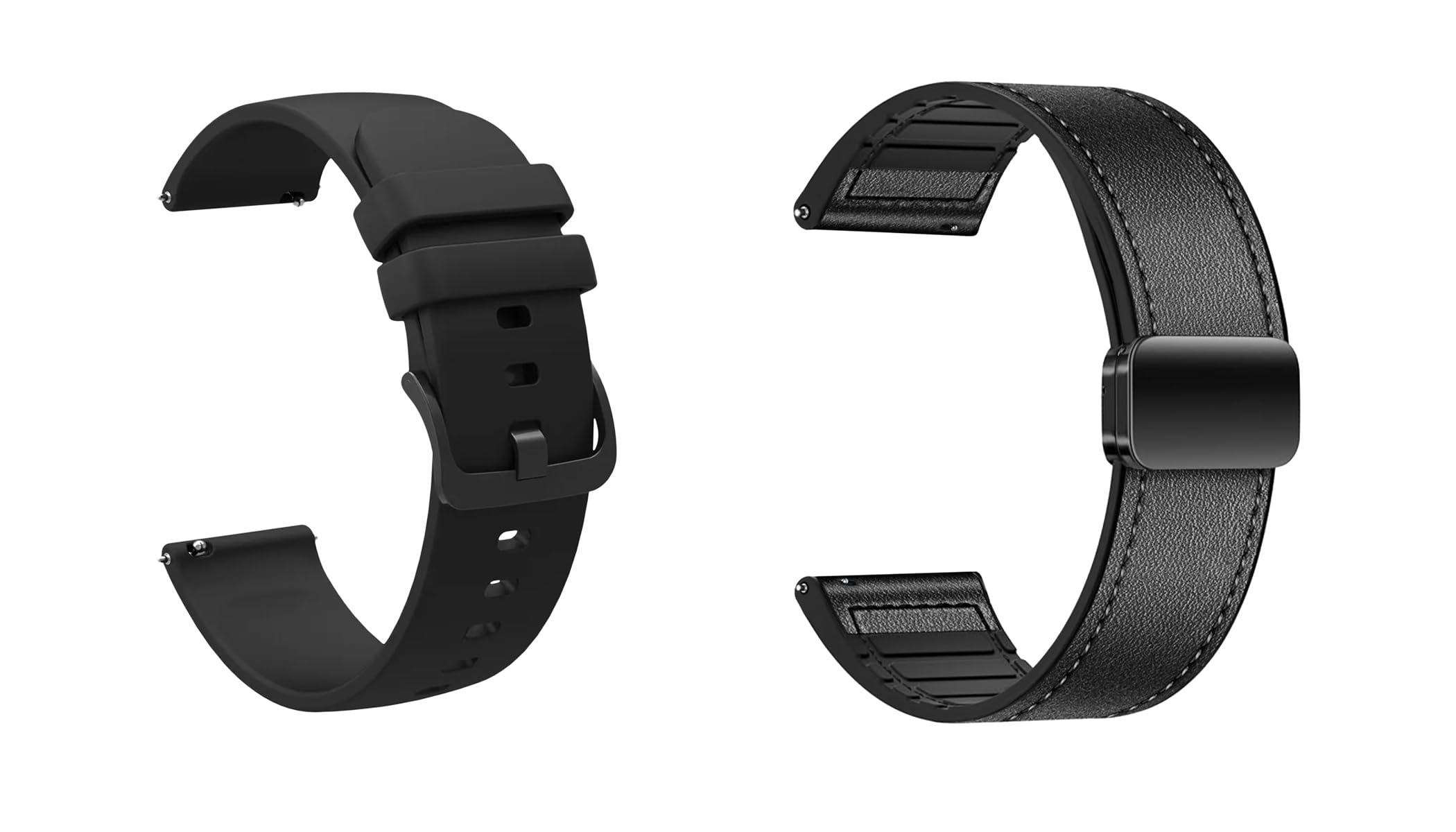 acm watch strap 20mm compatible with fastrack stunners x special edition | pack of 2 silicone & leather magnetic silicone color hook with luxury belt band black