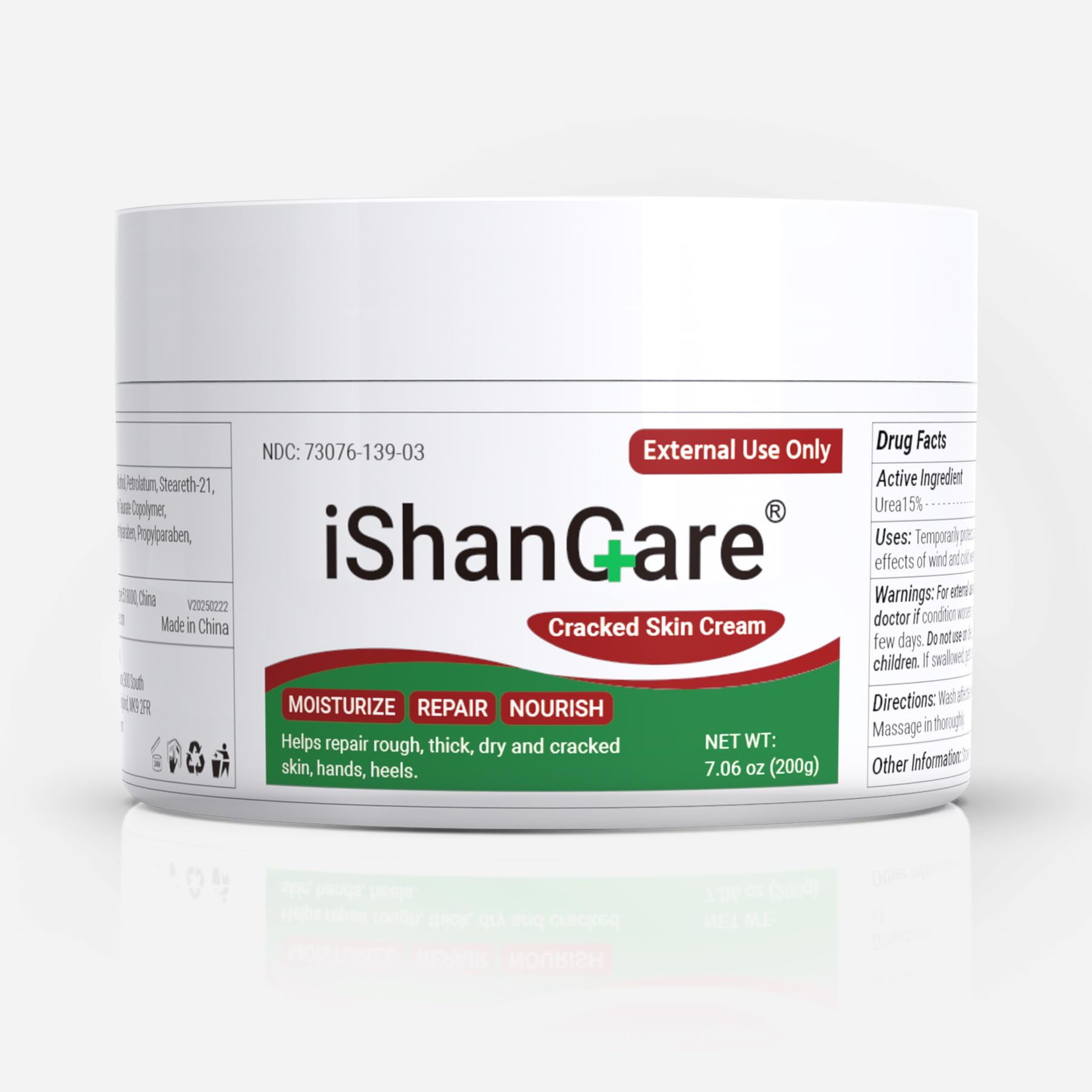 ishancare crema idratante & crema riparativa con urea – Trattamento intensivo per pelle secca e screpolata – lenisce mani e talloni ruvidi – 200 vetro