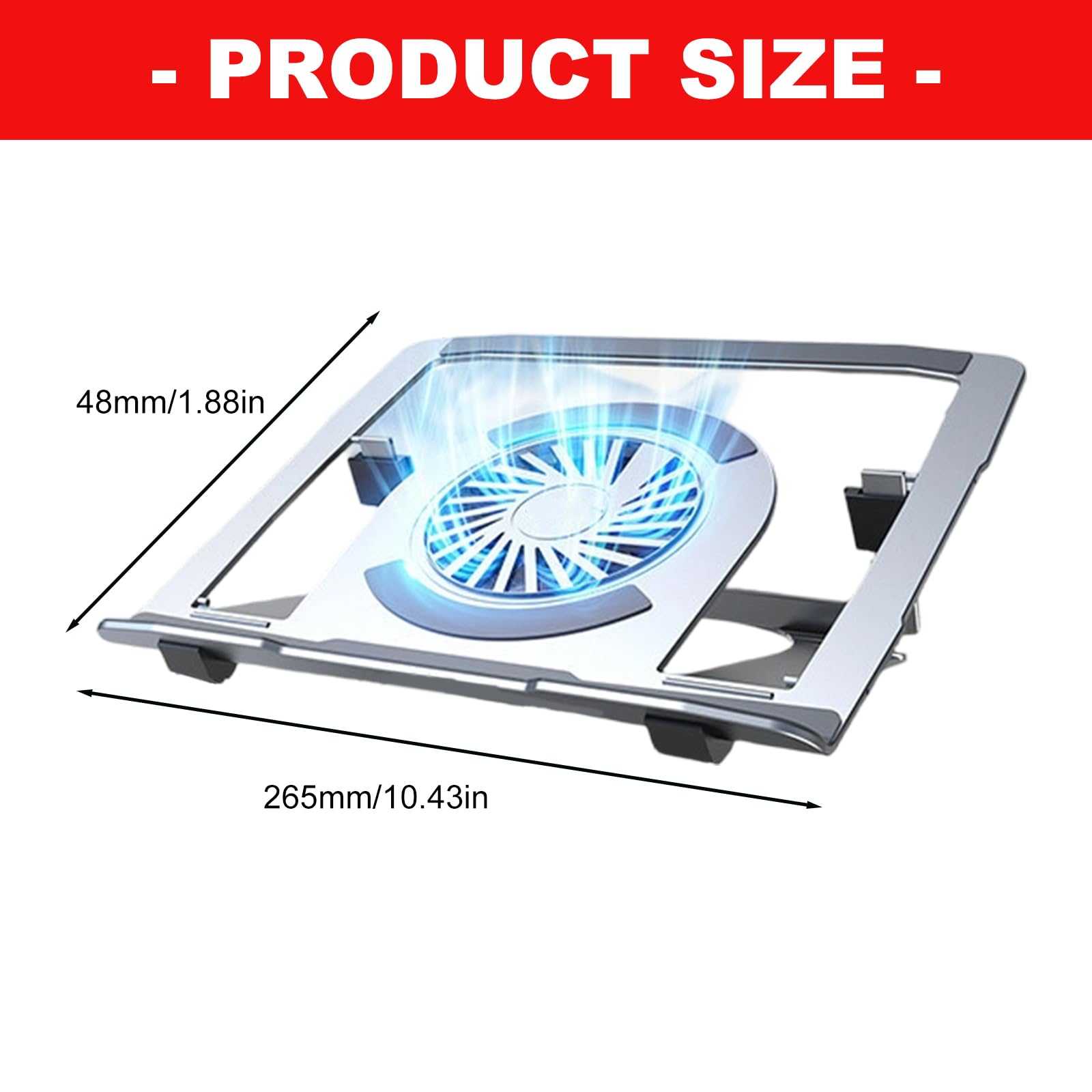 Generico Supporto Portatile Pieghevole per Laptop con Ventola Raffreddamento silenziosa e 5 regolazioni in Altezza per Supporto Laptop in Alluminio per Notebook da 17 Pollici