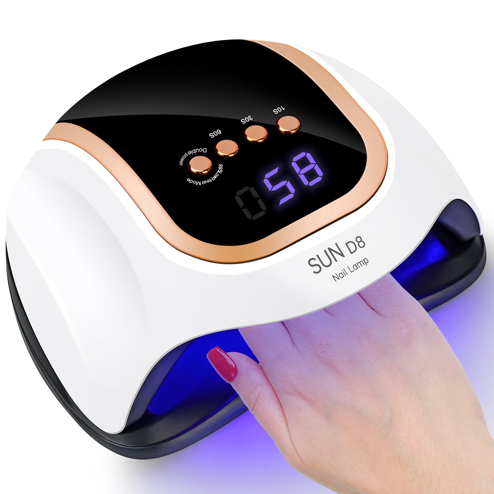 Wisdompark 268W UV LED Nail Lamp, Nail Dryer for Gel Polish, 4 Timers Curing Lamp Professional Nail Light, 66Pcs Uv Beads and Automatic Sensor (Gold) (Gold)