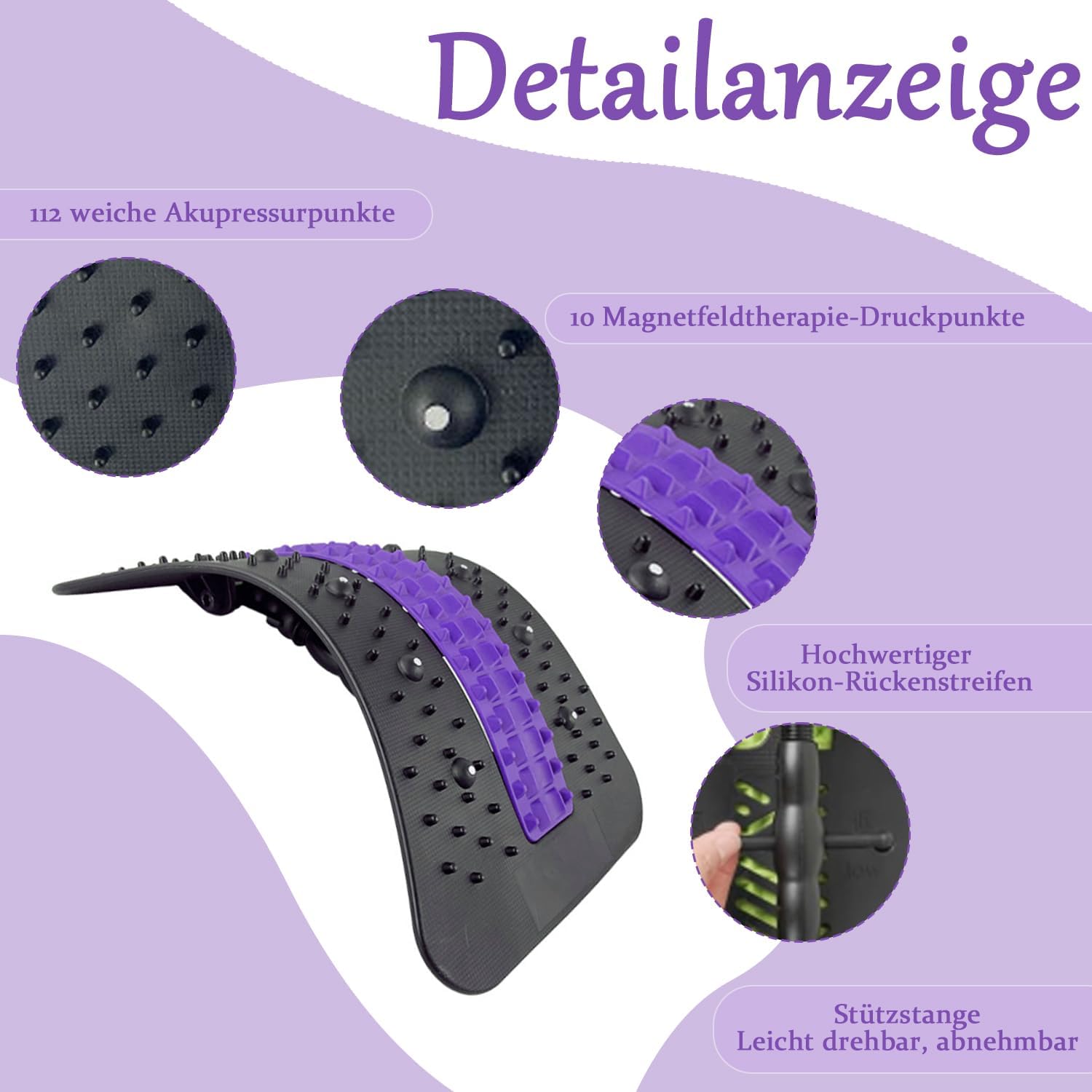 Rückenstrecker Gerät, Rückentrainer mit Massagepunkten, Verstellbare