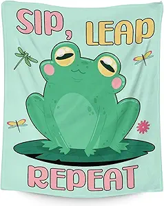 Mercuryelf Frog Throw Blanket - Soft, Fuzzy & Warm - 40x50 Inches Flannel Blankets for Travel, Office - Light Green Funny Throws Gift for Kids